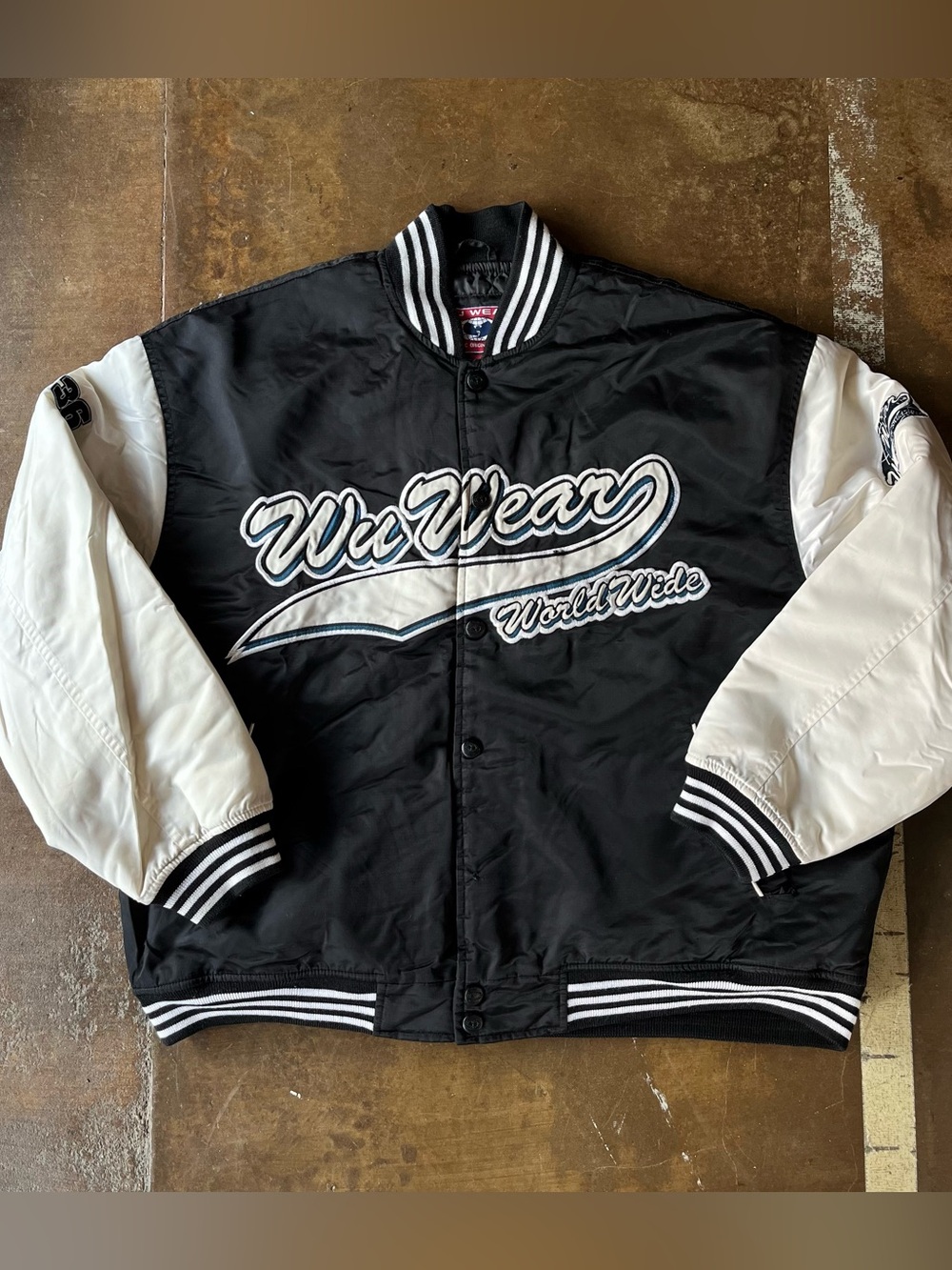 Vintage 90s Wu Wear Varsity Puffer Button Down Coat Wu Tang Clan 2XL Streetwear